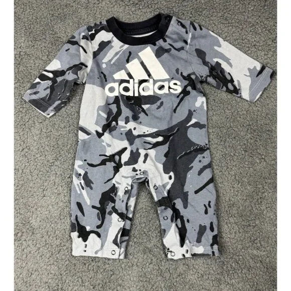adidas One Pieces Adidas Baby Boy Jumpsuit Romper Month Long